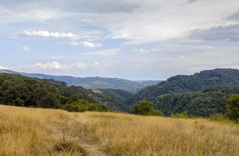 A background with mountains and forests Stock Photos