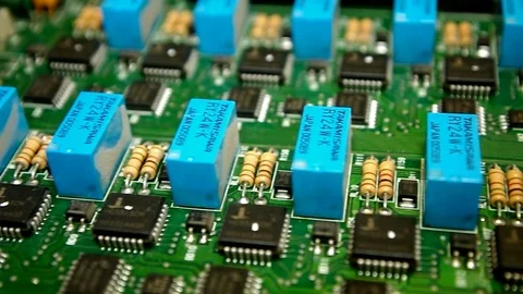 Background in movement electronic circuit boards Stock Footage 72429539