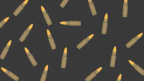 Background of moving bullets with casings Stock Footage 133033257