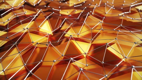 Background of moving golden triangles. Infinitely looped animation Stock Footage 221540881