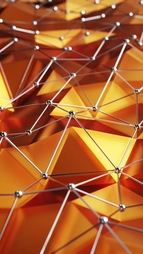 Background of moving golden triangles. Vertical looped video Video stock 228026984