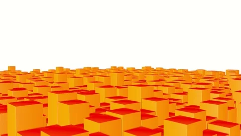 Background of moving orange cubes. abstract animation. 3d render Stock Footage 120614607