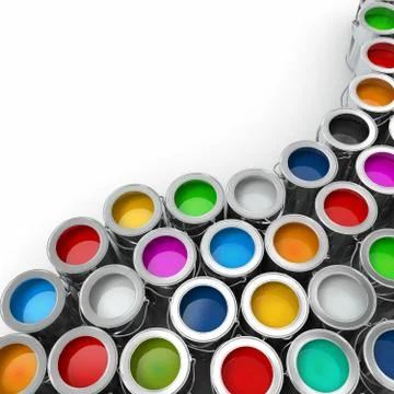 Background from multi color cans of paint. Illustrazione stock