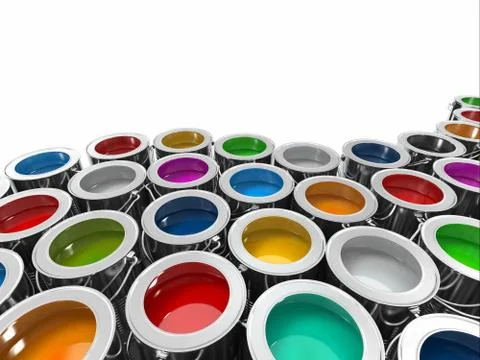 Background from multi color cans of paint. Stock Illustration