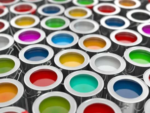 Background from multi color cans of paint Stock Illustration