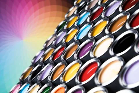 Background from multi color cans of paint Free Stock Photos
