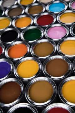 Background from multi color cans of paint Free Stock Photos