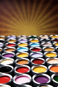 Background from multi color cans of paint Fotos de archivo gratis