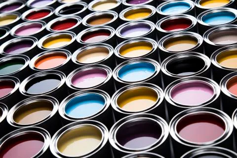 Background from multi color cans of paint Free Stock Photos