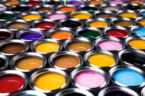 Background from multi color cans of paint Free Stock Photos
