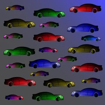 Background of multi colored cars. Stock Illustration