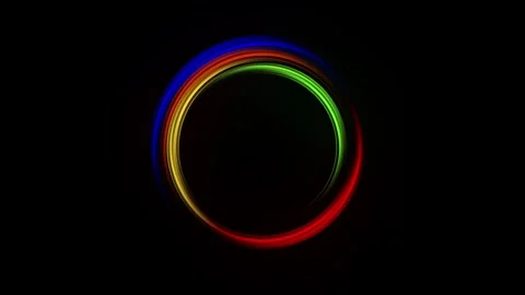 Background multi-colored circle. Spectrum looped animation light glowing neon Stock Footage 295500311