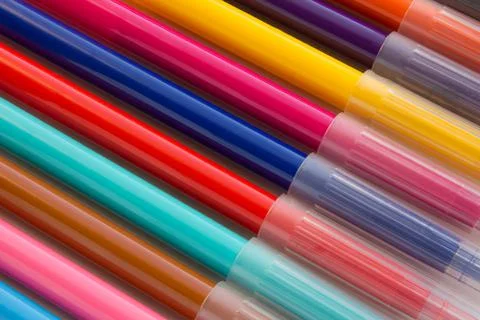 Background from multi-colored felt-tip pens Stock Photos