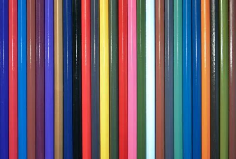 A background of multi-colored pencils for drawing lined with even stripes. Ho Stock Photos