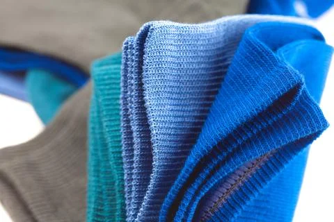 Background of multi colored socks made of cotton Foto stock