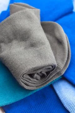 Background of multi colored socks made of cotton Stock Photos