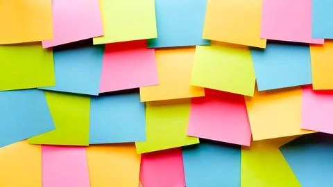 Background with multi-colored  square memo notes Stock Photos