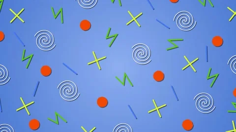 Background with multicolor geometric shapes pattern in retro, memphis 80s - 90s Stock Footage 134338101