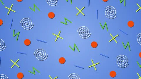 Background with multicolor geometric shapes pattern in retro, memphis 80s - 90s イラスト素材