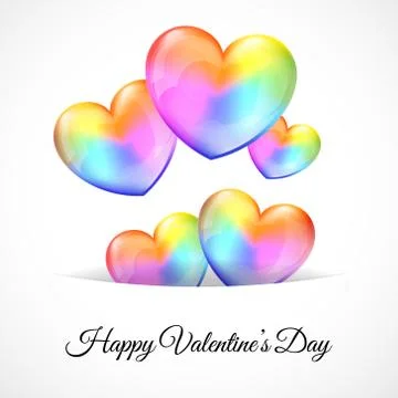 Background with Multicolor Heart Balloons Stock Illustration