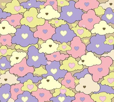 Background multicolored clouds fill the picture and the heart on the clouds Stock Illustration