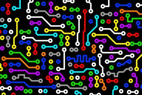 Background of multicolored electronic components Illustrazione stock