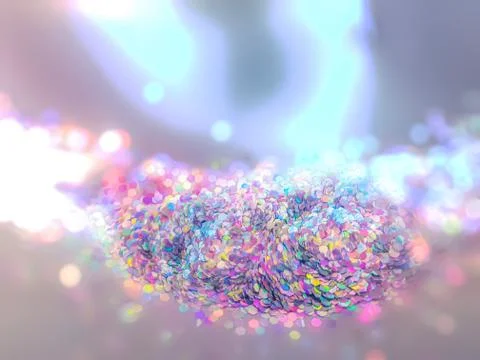 Background of multicolored festive confetti rolling in bokeh Stock Photos