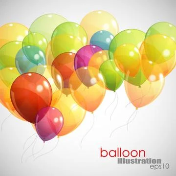 Background with multicolored flying balloons Stock Illustration