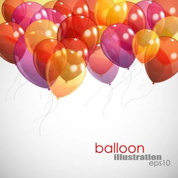 Background with multicolored flying balloons Stock Illustration