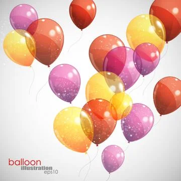 Background with multicolored flying balloons Stock Illustration