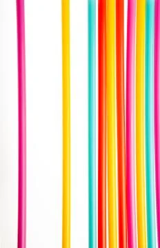 Background with multicolored straws parallel  lines Stock Photos