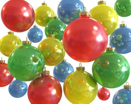 Background of multiple color christmas shiny balls isolated Stock Illustration
