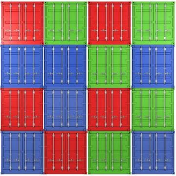 Background of multiple color freight containers Stock Illustration