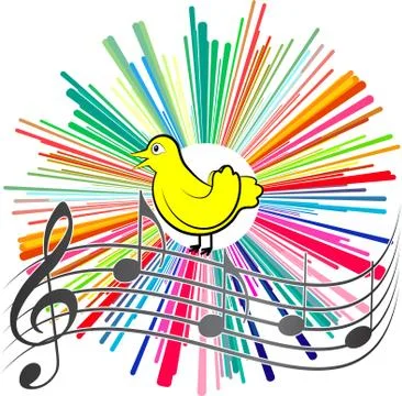 Background with music notes and sun symbol Stock Illustration