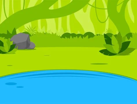Background Natural Forest with a pond Stock Illustration