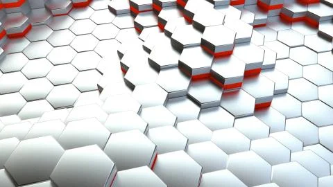 Background of neon hexagonal cells. 3d rendering Stock Illustration
