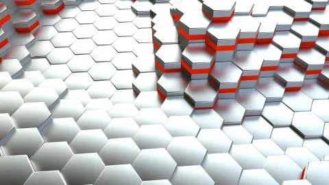 Background of neon hexagonal cells. 3d rendering Stock Illustration