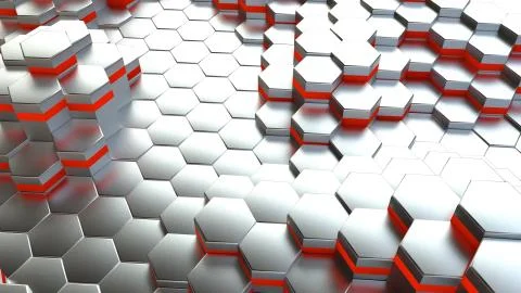 Background of neon hexagonal cells. 3d rendering Stock Illustration