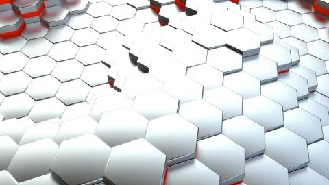 Background of neon hexagonal cells. 3d rendering Stock Illustration