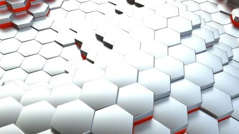 Background of neon hexagonal cells. 3d rendering Stock Illustration