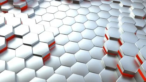 Background of neon hexagonal cells. 3d rendering Stock Illustration