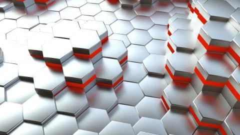 Background of neon hexagonal cells. 3d rendering Stock Illustration
