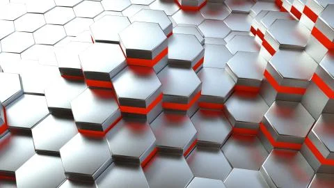 Background of neon hexagonal cells. 3d rendering Stock Illustration