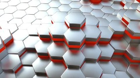 Background of neon hexagonal cells. 3d rendering Stock Illustration