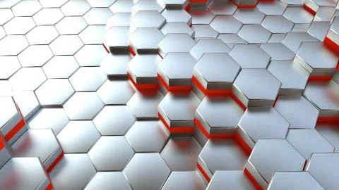 Background of neon hexagonal cells. 3d rendering Stock Illustration