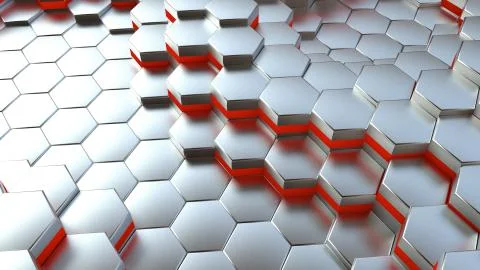 Background of neon hexagonal cells. 3d rendering Stock Illustration