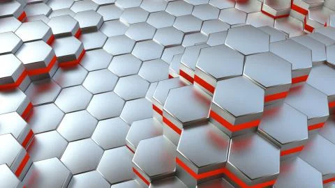 Background of neon hexagonal cells. 3d rendering Stock Illustration