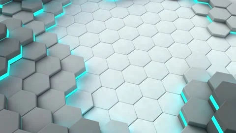 Background of neon hexagonal cells. Animation Stock Footage 139180135