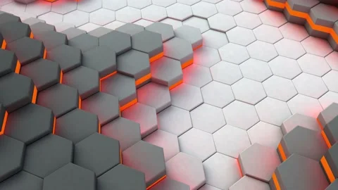 Background of neon hexagonal cells. Animation. 3d rendering Stock Footage 139351978