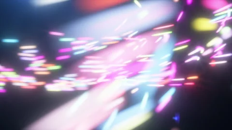 The background of neon lights . Neon rays move along a trajectory at high spe Stock Footage 260823457